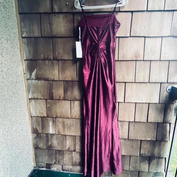 Honey and Rosie Glitter Pleated Side Slit Long Cherry Dress - Picture 13 of 17